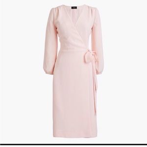 Flattering wrap spring midi dress from J Crew, size 8, soft pink.